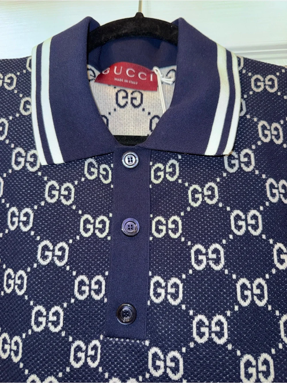 Gucci GG cotton knit jacquard polo shirt